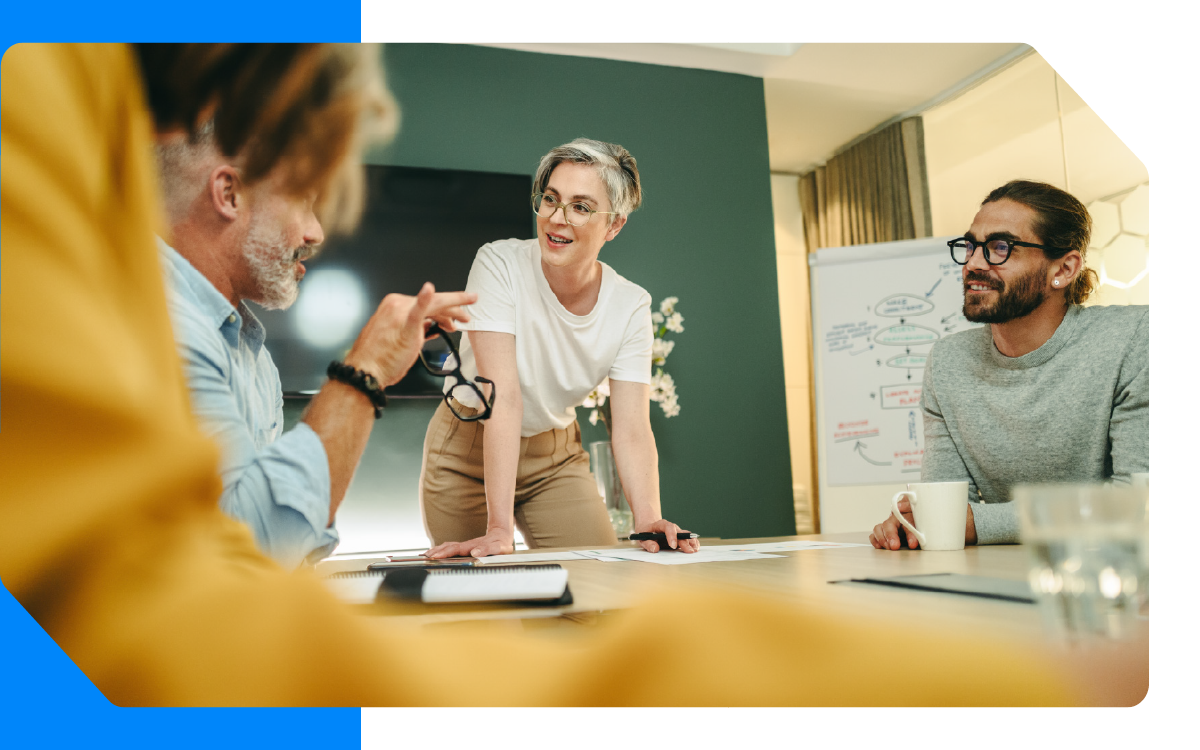 Team working together in office